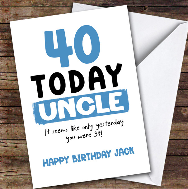 40th Birthday Card Personalised Uncle