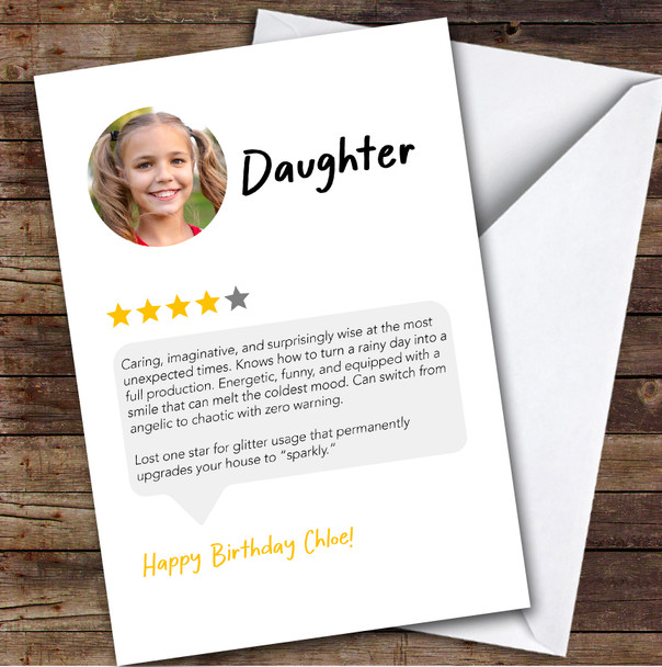 Birthday Card Personalised Daughter Funny Any Review Photo