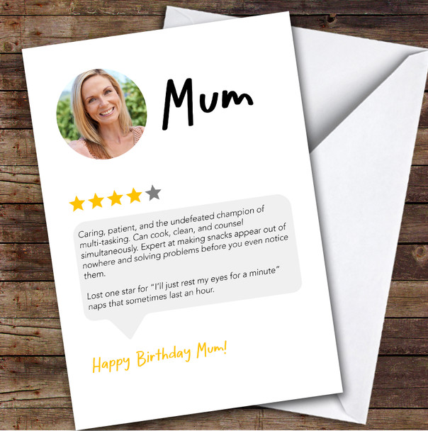 Birthday Card Personalised Mum Funny Any Review Photo