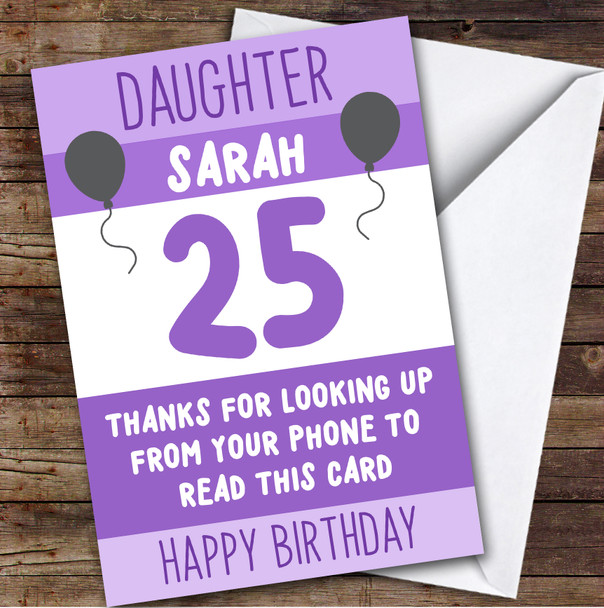 Birthday Card Personalised 25th Birthday Card Personalised Daughter Funny Phone