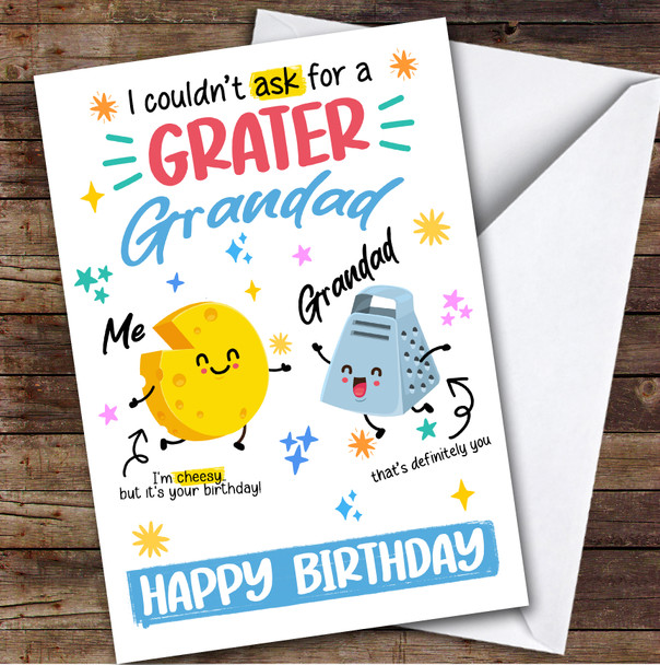 Funny Cheesy Birthday Card Personalised Grandad