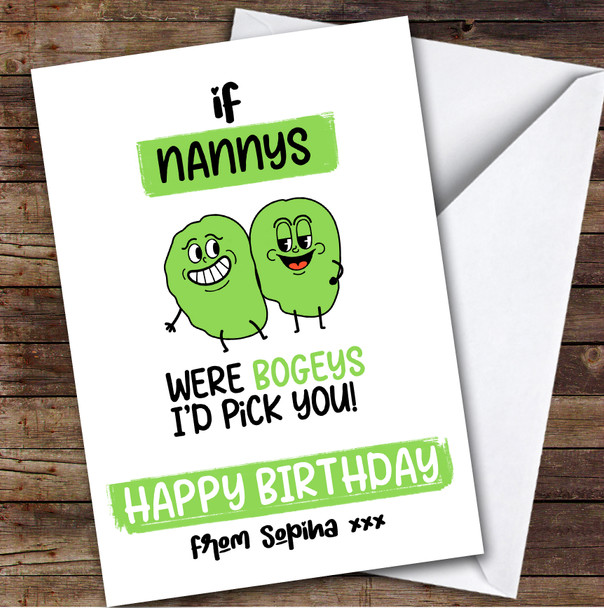 Funny Bogey Nanny Birthday Card Personalised