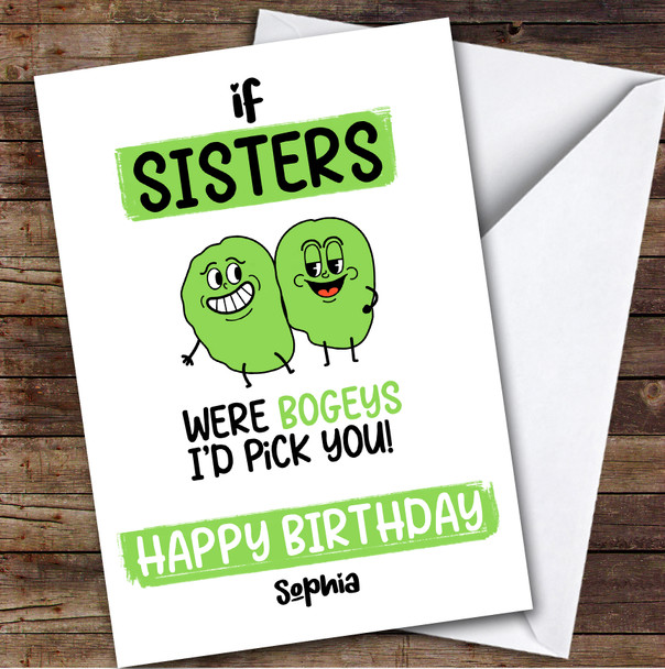 Funny Bogey Sister Birthday Card Personalised