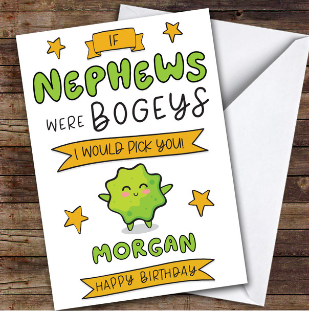 Birthday Card Personalised Nephew Bogeys I'd Pick You Funny
