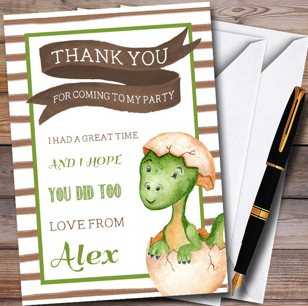 Boys Baby Dinosaur Personalised Childrens Birthday Party Thank You Cards