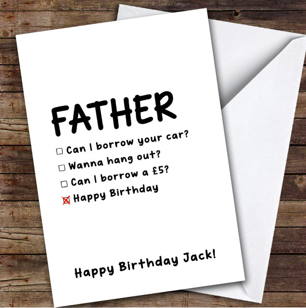 Father Funny Birthday Card Personalised