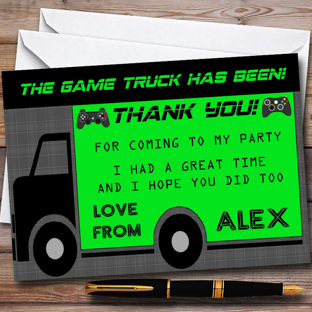 Games Truck Gaming Personalised Childrens Birthday Party Thank You Cards