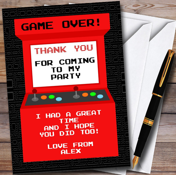 Red Arcade Gaming Personalised Childrens Birthday Party Thank You Cards