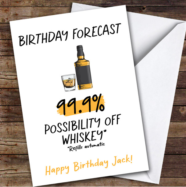 Funny Birthday Card Personalised Forecast Whiskey