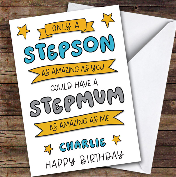 Birthday Card Personalised Stepson Amazing