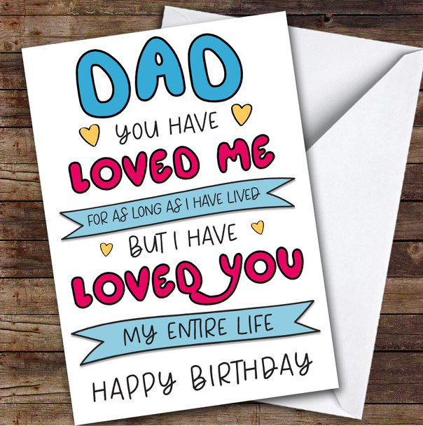 Birthday Card Personalised Dad Loved You Entire Life