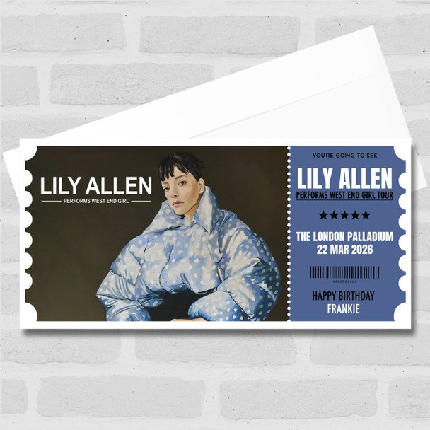 Lily Allen Concert West End Girl Tour Personalised Voucher Surprise Ticket