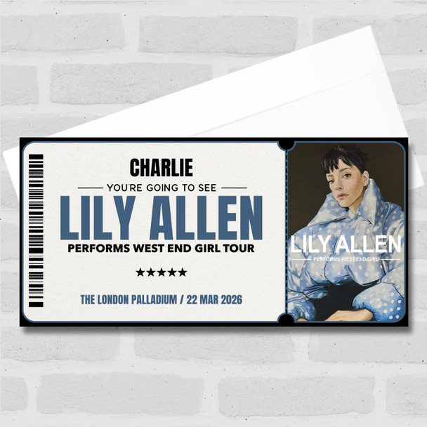 Lily Allen West End Girl Tour Personalised Voucher Surprise Concert Ticket