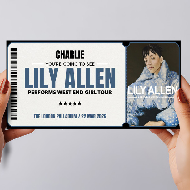 Lily Allen West End Girl Tour Personalised Voucher Surprise Concert Ticket
