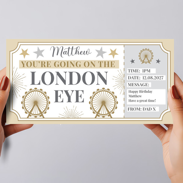 London Eye Stars Gold Personalised Gift Voucher Surprise Ticket
