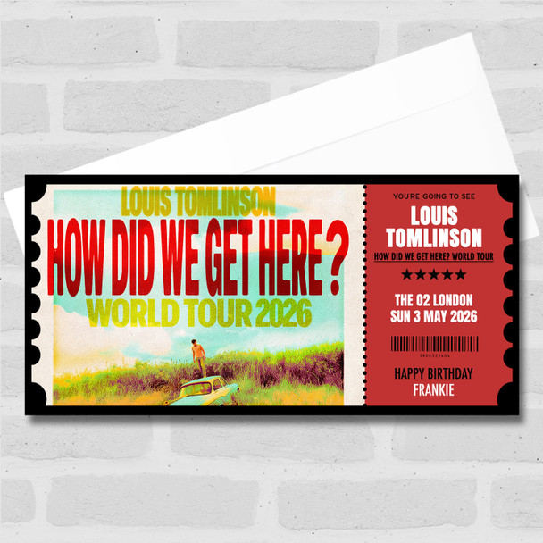 Louis Tomlinson How Did We Get Here Concert Personalised Voucher Surprise Ticket