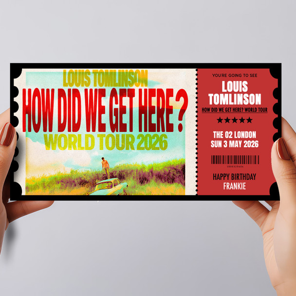 Louis Tomlinson How Did We Get Here Concert Personalised Voucher Surprise Ticket