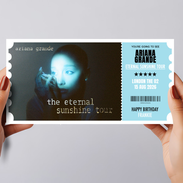 Ariana Grande Concert Eternal Sunshine Tour Personalised Voucher Surprise Ticket