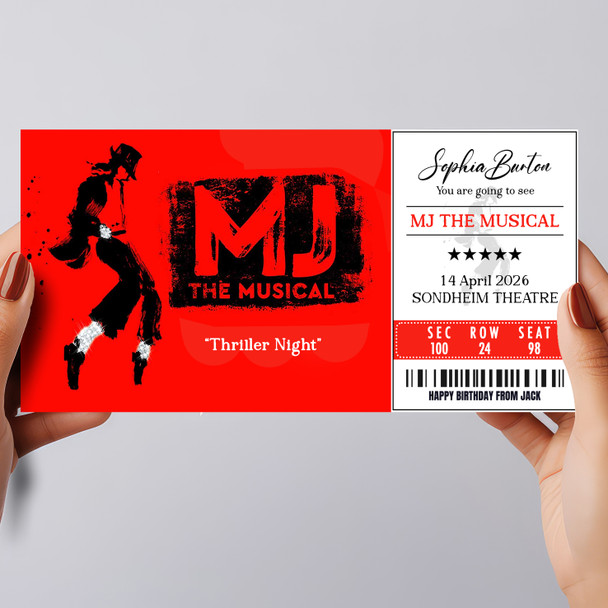 Mj The Musical Personalised Gift Voucher Surprise Theatre Ticket