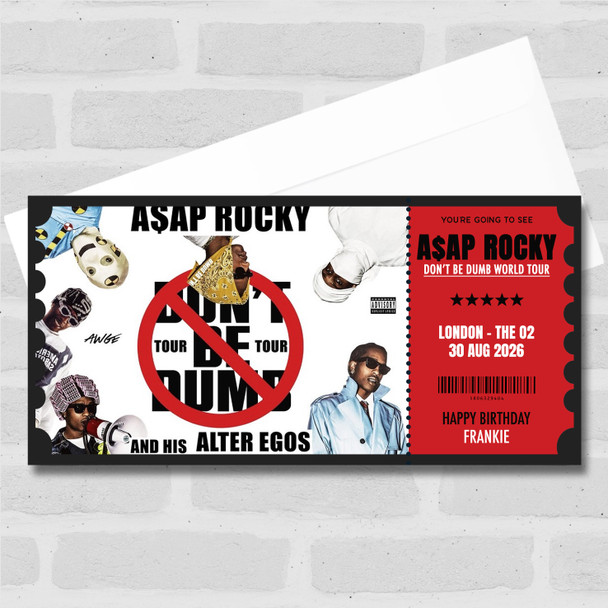 Asap Rocky Concert Don't Be Dumb World Tour Personalised Voucher Surprise Ticket