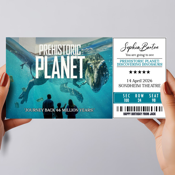 Prehistoric Planet Discovering Dinosaurs Personalised Voucher Surprise Ticket