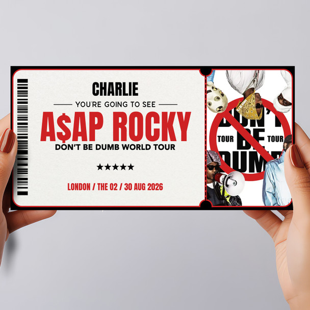 Asap Rocky Don't Be Dumb Personalised Gift Voucher Surprise Concert Ticket