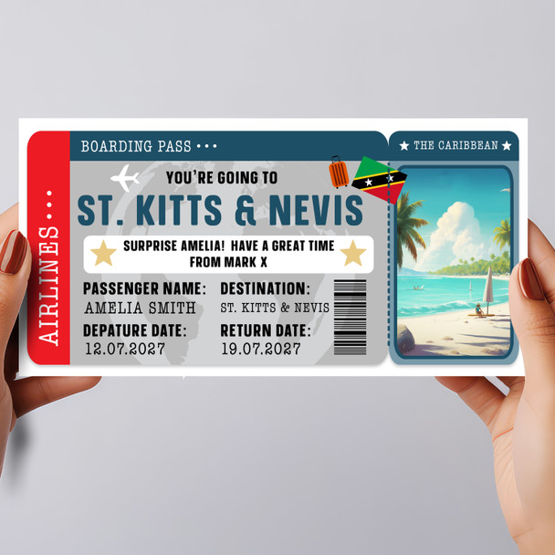 St Kitts And Nevis Boarding Pass Personalised Gift Voucher Surprise Trip Ticket