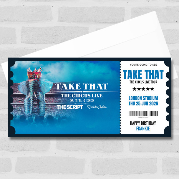 Take That Concert The Circus Live Personalised Gift Voucher Surprise Ticket