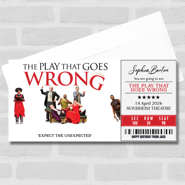 The Play That Goes Wrong Personalised Gift Voucher Surprise Theatre Ticket