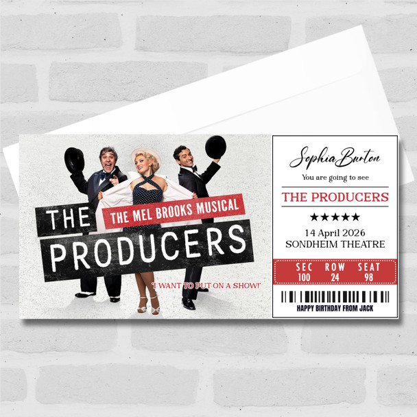 The Producers Personalised Gift Voucher Surprise Musical Theatre Ticket