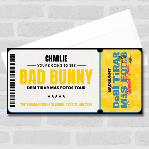 Bad Bunny Debi Tirar Mas Fotos Personalised Gift Voucher Surprise Concert Ticket