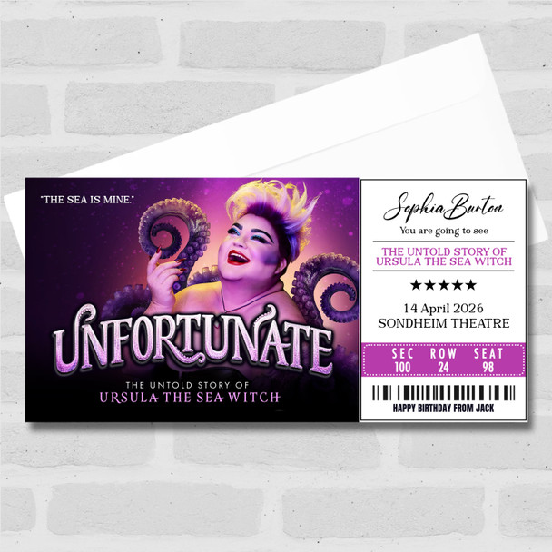 Unfortunate Ursula The Sea Witch Personalised Voucher Surprise Theatre Ticket