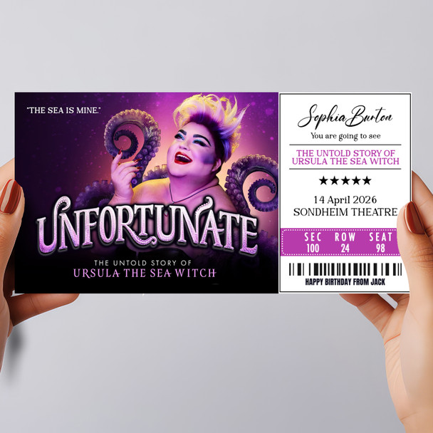 Unfortunate Ursula The Sea Witch Personalised Voucher Surprise Theatre Ticket