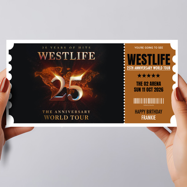 Westlife 25th Anniversary Personalised Gift Voucher Concert Surprise Ticket