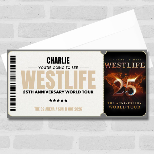 Westlife 25th Anniversary Personalised Gift Voucher Surprise Concert Ticket