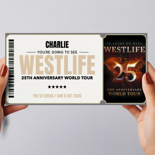 Westlife 25th Anniversary Personalised Gift Voucher Surprise Concert Ticket