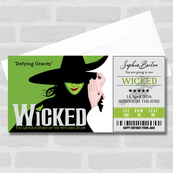 Wicked Personalised Gift Voucher Surprise Musical Theatre Ticket