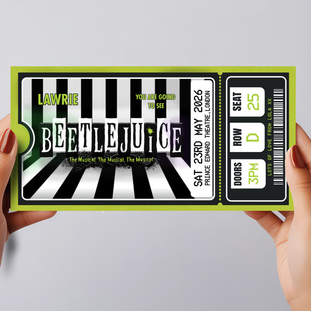 Beetlejuice London Personalised Gift Voucher Surprise Theatre Show Ticket