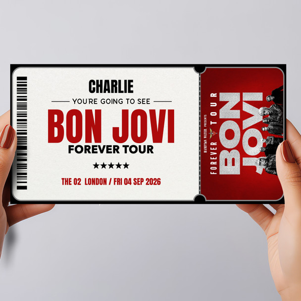 Bon Jovi Forever Tour Personalised Gift Voucher Surprise Convert Ticket