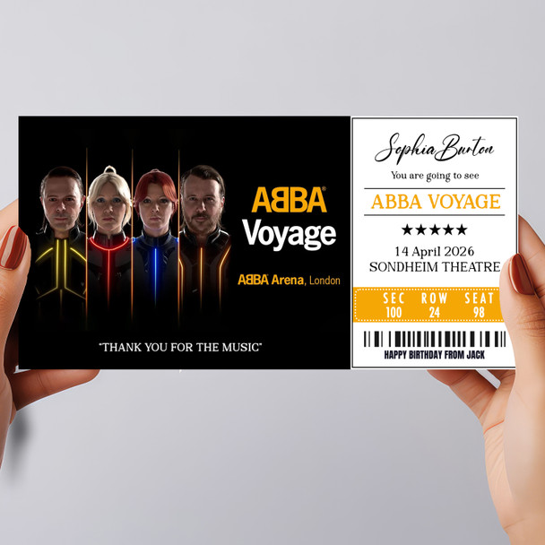 Abba Voyage Personalised Gift Voucher Surprise Musical Theatre Ticket