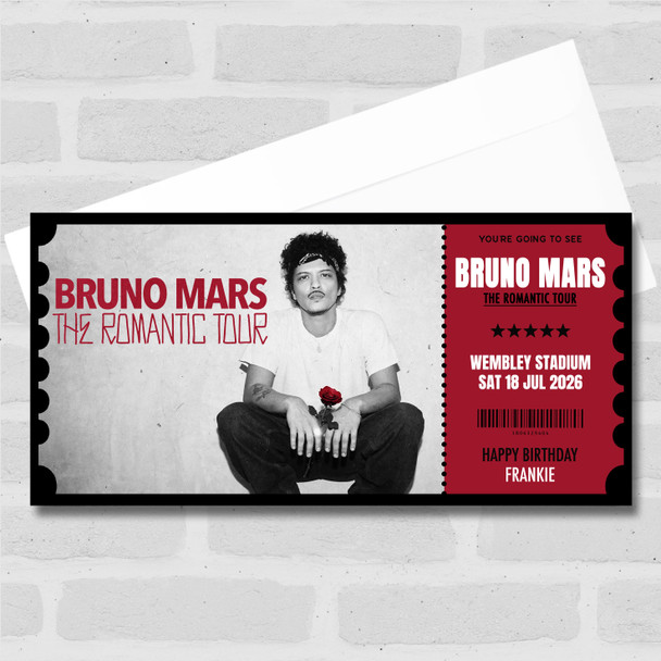 Bruno Mars Concert The Romantic Tour Personalised Gift Voucher Surprise Ticket