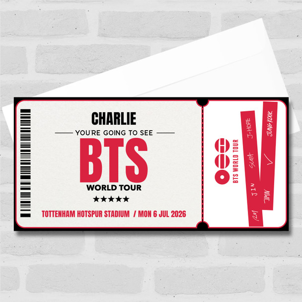 BTS World Tour Personalised Gift Voucher Surprise Concert Ticket