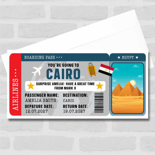 Cario Egypt Boarding Pass Personalised Gift Voucher Surprise Ticket