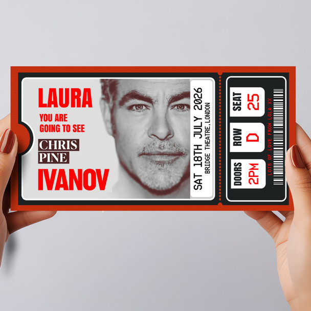 Chris Pine Ivanov Show Personalised Gift Voucher Surprise Theatre Ticket