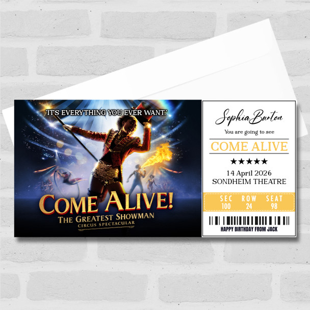 Come Alive Personalised Gift Voucher Surprise Theatre Ticket
