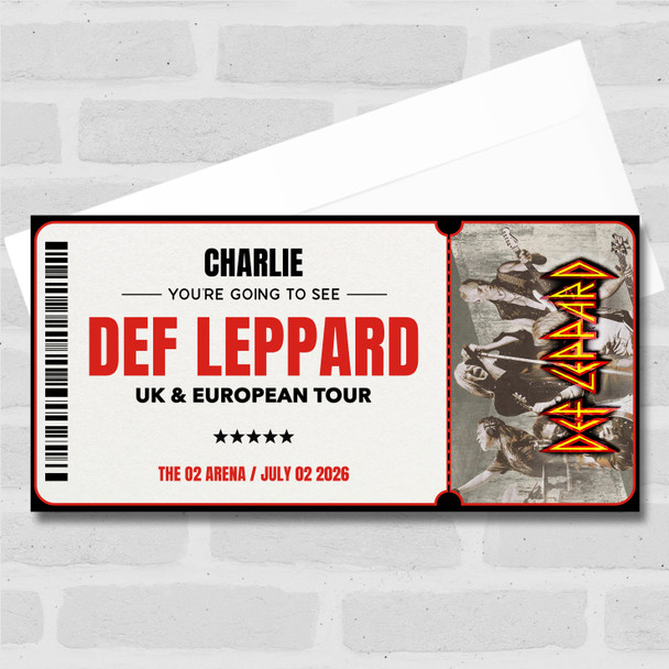 Def Leppard Tour Personalised Gift Voucher Surprise Concert Ticket