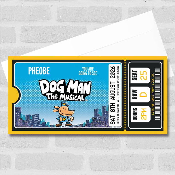 Dog Man The Musical Show Personalised Gift Voucher Surprise Theatre Ticket