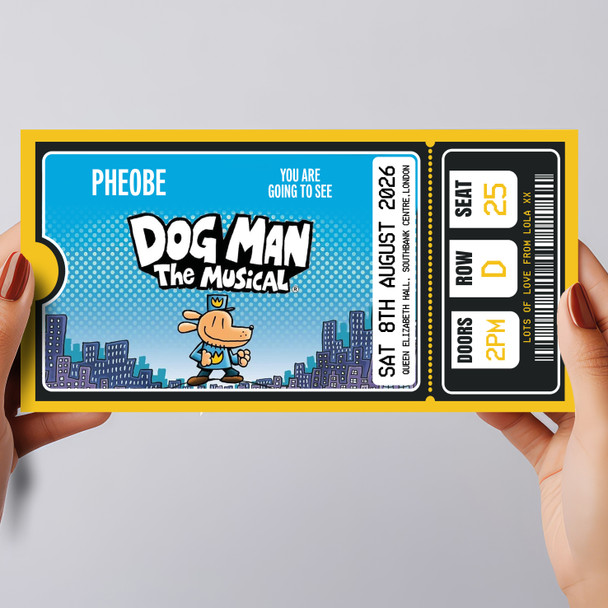Dog Man The Musical Show Personalised Gift Voucher Surprise Theatre Ticket