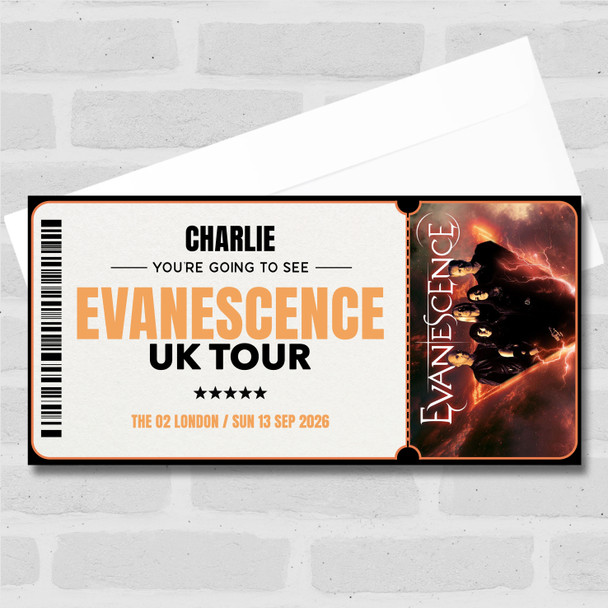Evanescence Uk Tour Personalised Gift Voucher Surprise Concert Ticket