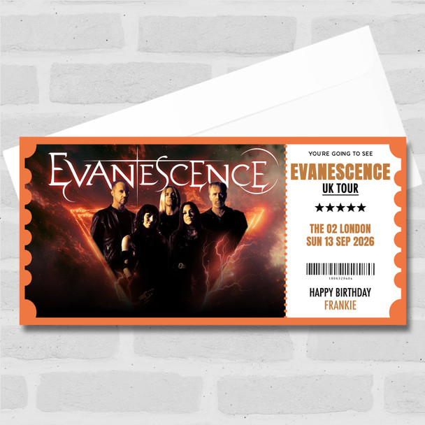 Evanescence Tour Personalised Gift Voucher Surprise Concert Ticket